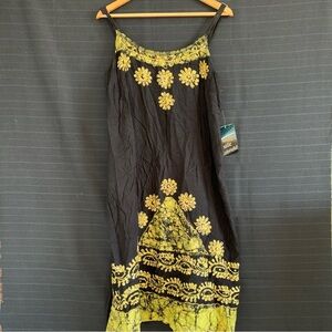 NWT Mille Gabrielle Black Sleeveless Tank Dress Green Gold Embroidery Sequins 1X